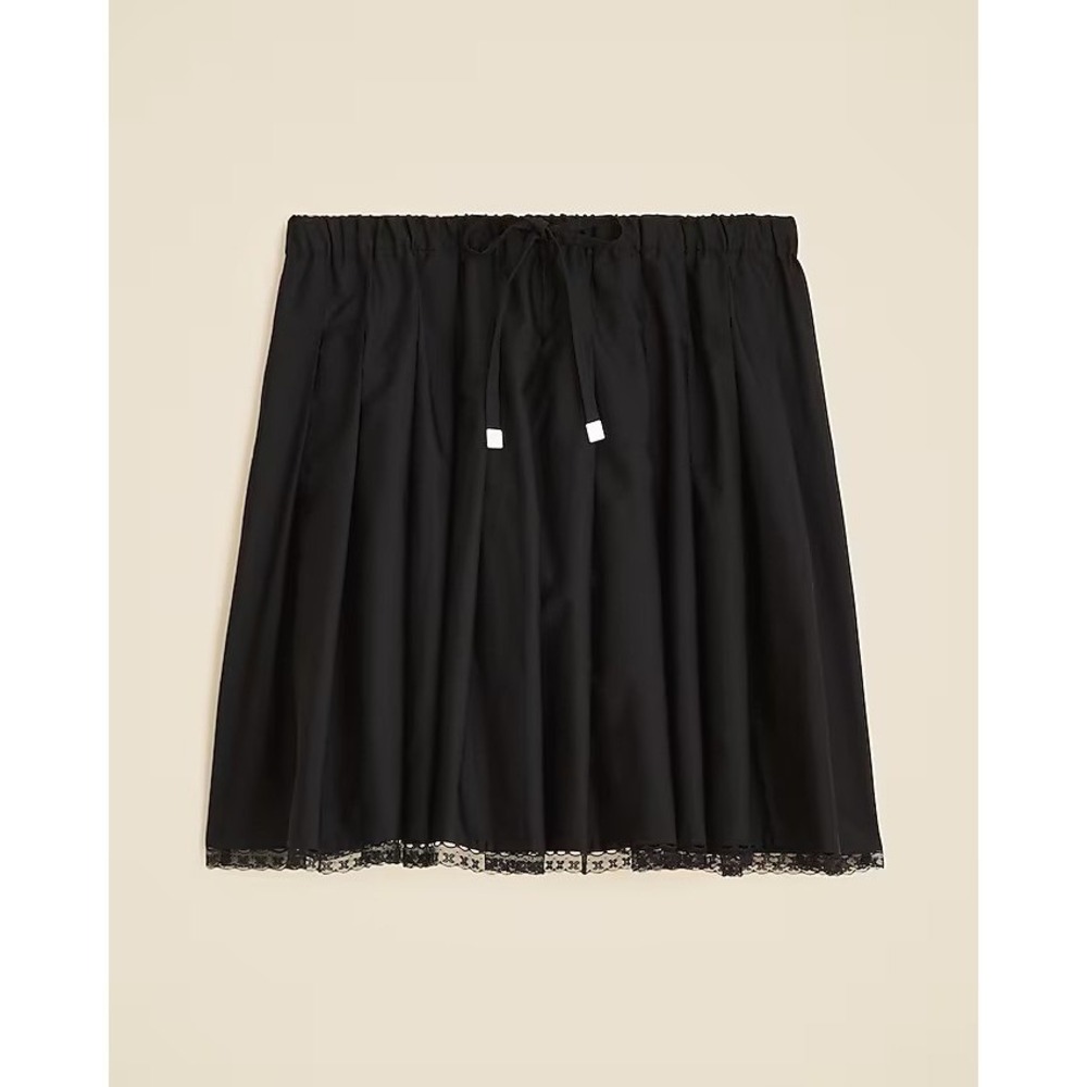 J.Crew Pleated tie-waist mini skirt‎ Black XL NWT